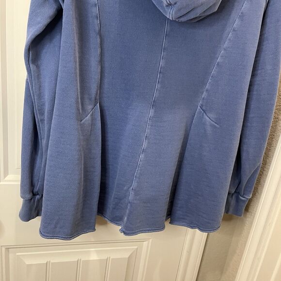 Anthropologie Pilcro and the Letterpress Flynn Blue Pleated Peplum Hoodie Size M - Picture 10 of 11